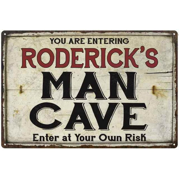 RODERICK'S Man Cave Sign Rustic 16 x 24 Matte Finish Metal 116240035348