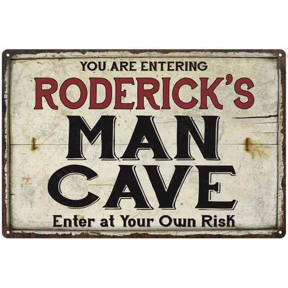 RODERICK'S Man Cave Sign Rustic Garage Decor Gift 12x18 Metal 112180035348