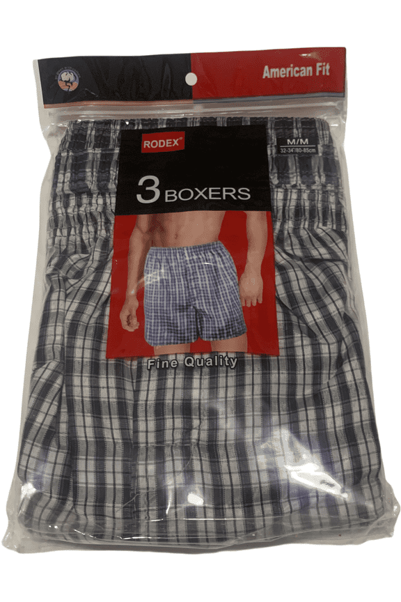 3 PACK BOXERS PLAID MENS LARGE 36-38" BOXERS