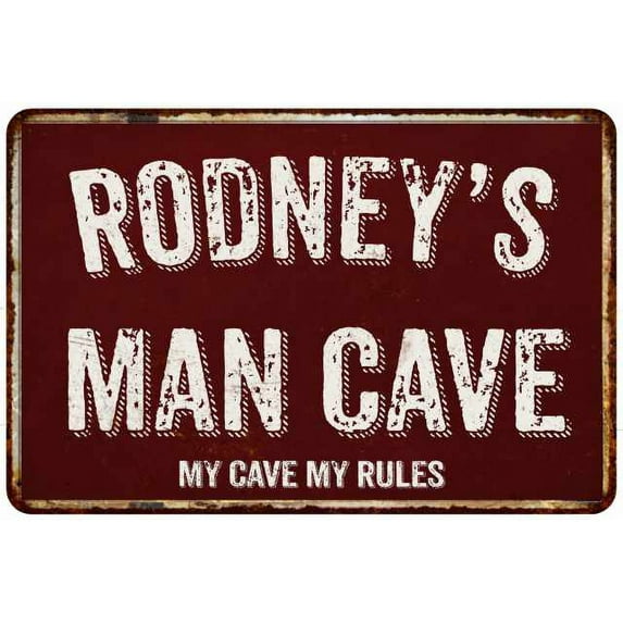 RODNEY'S Man Cave Red Grunge Gift Sign Metal 12x18 Decor 208120003340
