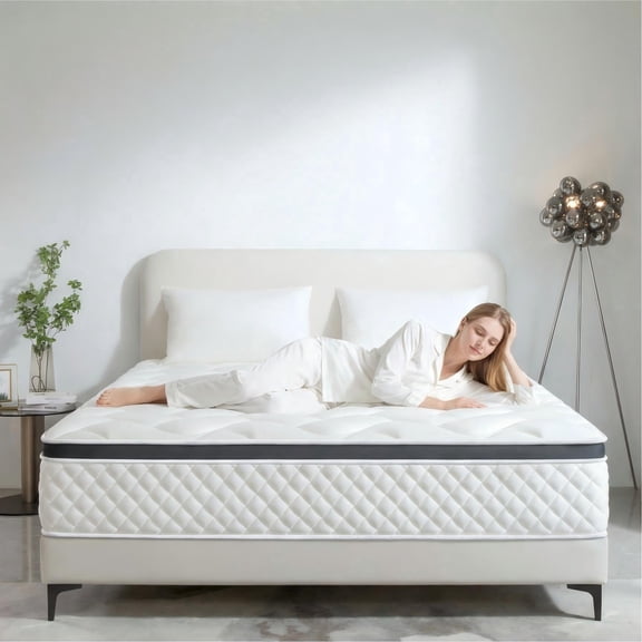 RODREAMY 12 inch Full Size Mattress Hybrid Mattresses in a Box, Memory Foam Individually Pocket Springs Coils with Motion Isolation, Medium Firm, Pressure Relief