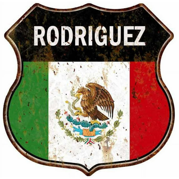 RODRIGUEZ Mexican Flag Sign Shield Metal Gift Mexico 211110008003