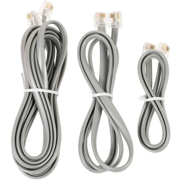 HONMEET Rodashake 3-Pack Grey Phone Line Extension Cords Compatible with Fax Machines, Modems, and Answering Devices