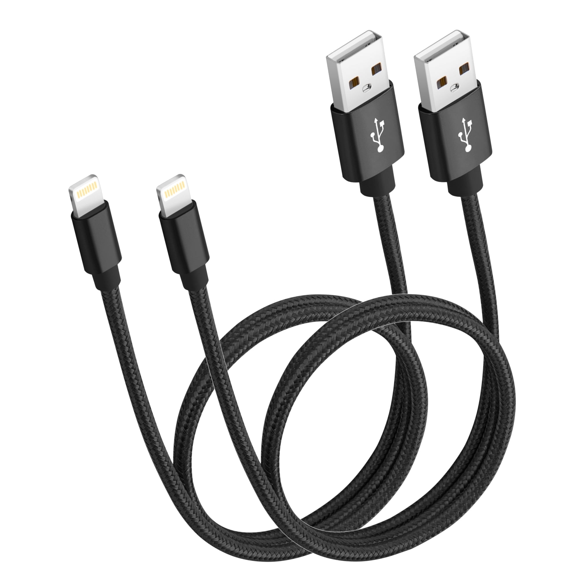[2-Pack] ROFAY Nylon Braided MFi Certified Cable Compatible with iPhone 14 Pro Max 13 Plus 12 11 Pro Max XS XR X 8 7 Plus (Black)