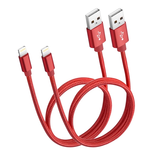[2-Pack] ROFAY Nylon Braided MFi Certified Cable Compatible with iPhone 14 Pro Max 13 Plus 12 11 Pro Max XS XR X 8 7 Plus (Red)