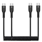 ROFAY 3 Coiled USB C to USB C Cable, Black, 2 Count, 2 Pack