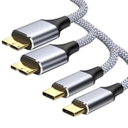 ROFAY 3FT USB-C to Micro B 3.0 Cable, 2-Pack High-Speed External Hard Drive Cord for SSD/HDD, Compatible with WD, Seagate, MacBook Pro & Samsung Galaxy - Gray