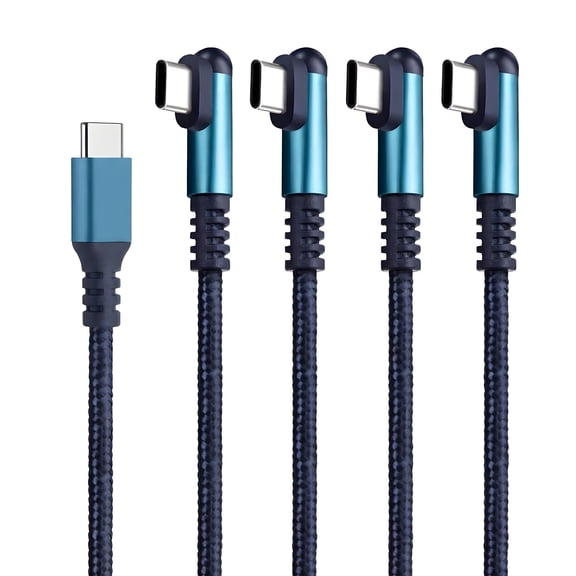ROFAY 6' USB C to C Cable, 4 Pack USB C to C Cable Right Angle, Blue, 4 Count