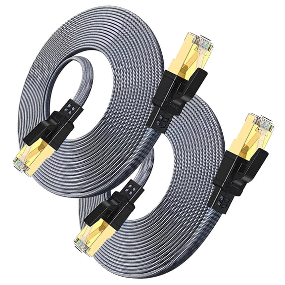 ROFAY Cat 8 Ethernet Cable 3 FT, 2-Pack 40Gbps 2000MHz High Speed Braided Network Cord, Heavy Duty Shielded (S/FTP) LAN Patch Cable for Gaming, Router, Modem