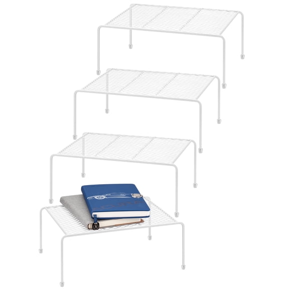 ROFAY Kitchen Countertop Organizer, Durable Metal Mesh Spice Rack, Cabinet Storage Shelf, Pack of 4, White