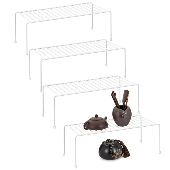 ROFAY 4-Shelf Kitchen Cupboard Shelf Organizers Value Pack, White, 4 Count