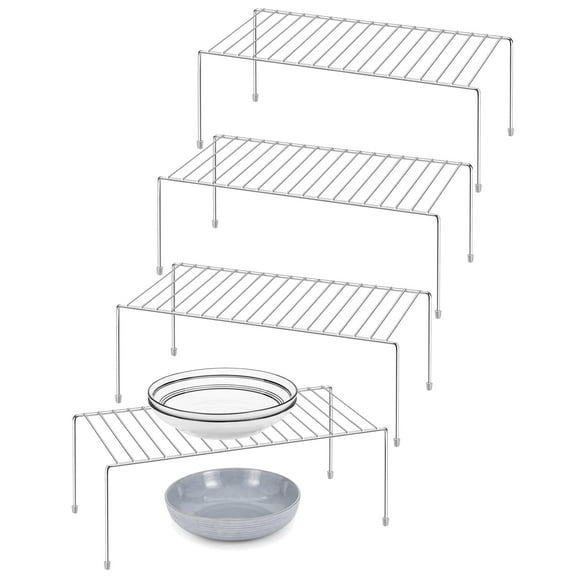 ROFAY Wire Rack Kitchen Food Storage Cabinet Shelf Organizer, Chrome, 4 Pack