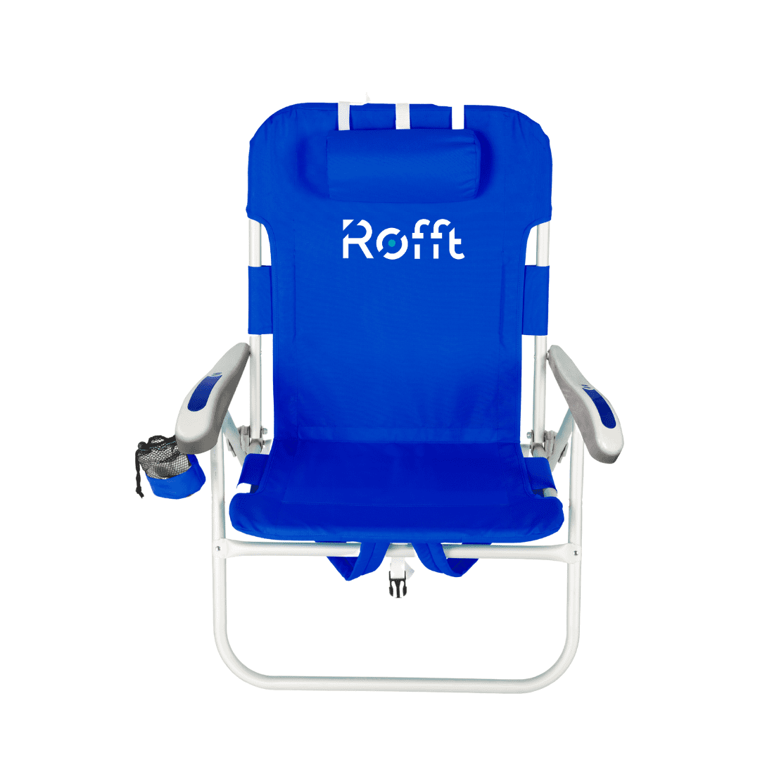 Free Shipping ROFFT Beach Chair Aluminum Lightweight Big boy 5 Positions Folding Backpack Camping Chair with Cooler Cup Holder Storage Pouch and Phone Holder Deep Blue Oversize Walmart Walmart