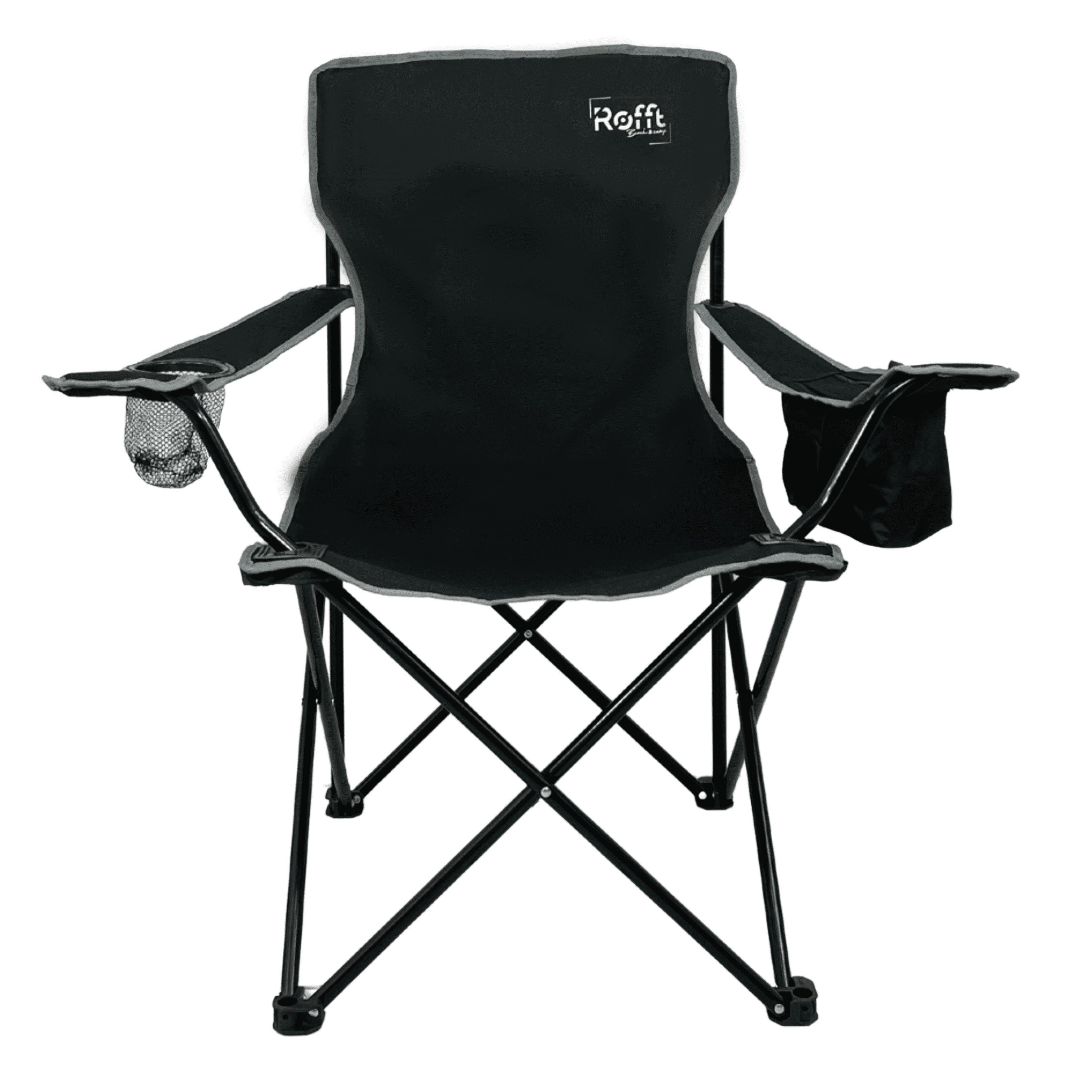 ROFFT Adult Foldable Lawn Chair, Portable with Can Cooler, Collapsible