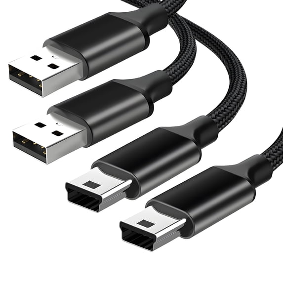 ROFICORD Mini USB Cable 3FT, 2-Pack Nylon Braided USB 2.0 Type A to Mini B 5-Pin Charging & Data Cord for PS3 Controller, Dash Cam, Digital Camera, MP3, GoPro Hero 3+