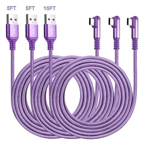 ROFICORD USB Type C Cable 3Pack(5/5/10ft) Nylon Braided Right Angle Fast Charge 3A Cord Compatible with iPhone15/16 Series/Samsung/Pixel/Moto/Android Phones