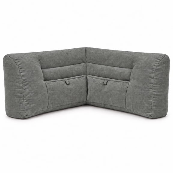 ROFIEJOX L-Shaped Reading Pillow , 70" x 17" x 9" Corner Backrest Cushion, 2 Pockets, Back Support Pillow for Bed, Sofa and Floor, Dark Gray