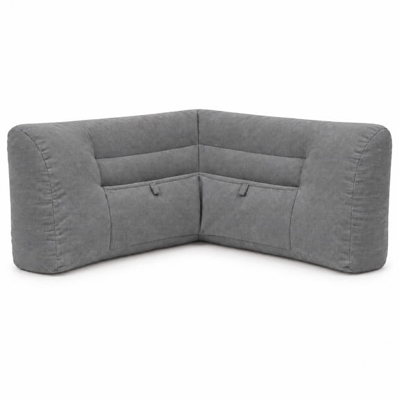 ROFIEJOX L-Shaped Reading Pillow , 70"x 17"x 9" Corner Backrest Cushion, 2 Pockets, Back Support Pillow for Bed, Sofa and Floor, Gray