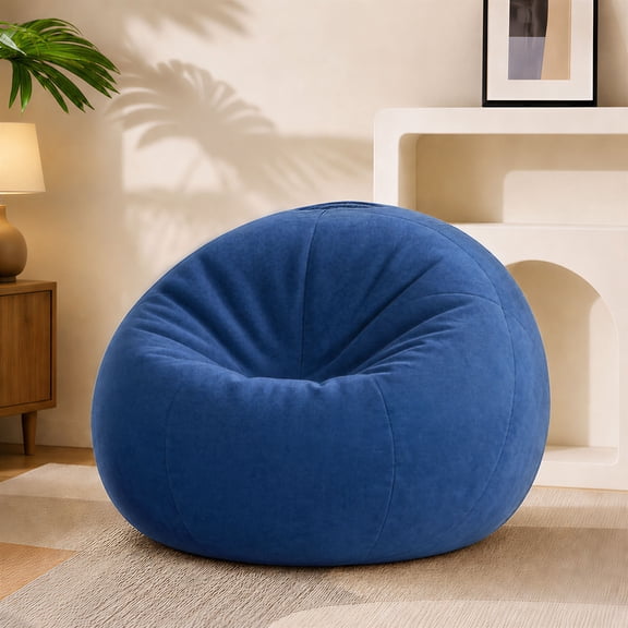 ROFIEJOX 31.5" Soft Fluffy Bean Bag Chair for Teens and Adults, Chenille Puffy Lounge Sofa Seat, Bedroom Floor Chair for Living Room, Dorm, Blue