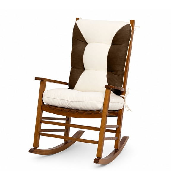ROFIEJOX 2-Piece Rocking Chair Cushion Set, Chenille Back and Seat Cushions with Non-Slip Bottom and 6 Ties, 28.4" x 19" Back, 19" x 19" Seat, Brown