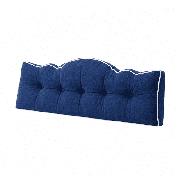 ROFIEJOX Tufted Headboard Pillow for Queen Bed, 59" x 25.6" x 4" Chenille Bed Backrest Cushion, Crown-Shaped Padded Support for Reading & TV, Blue