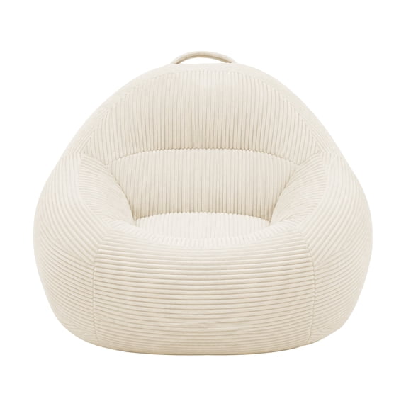 ROFIELTY Bean Bag Chair 3FT Foam Filled for Kids/Teens Washable Non-Slip Cream