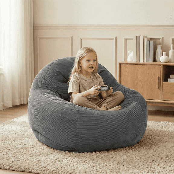 ROFIELTY Bean Bag Chair Soft Alita Fabric With Handle & Removable Cover Small Gary