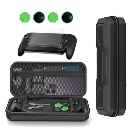 for ROG XBOX Ally/ROG XBOX Ally X Carrying Case with Joystick Cap and Screen Protector, EVA Storage Bag + 2 Pack Tempered Glass Protective Film + 4pcs Thumb Grip Caps Protector Accessory Kit