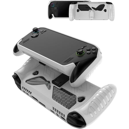 for ROG Xbox Ally X/ROG Xbox Ally (2025) 7" TPU Grip Case – Shockproof Non-Slip Full Protective Cover with Kickstand, Anti-Scratch Drop Protection Gaming Console Case (White)