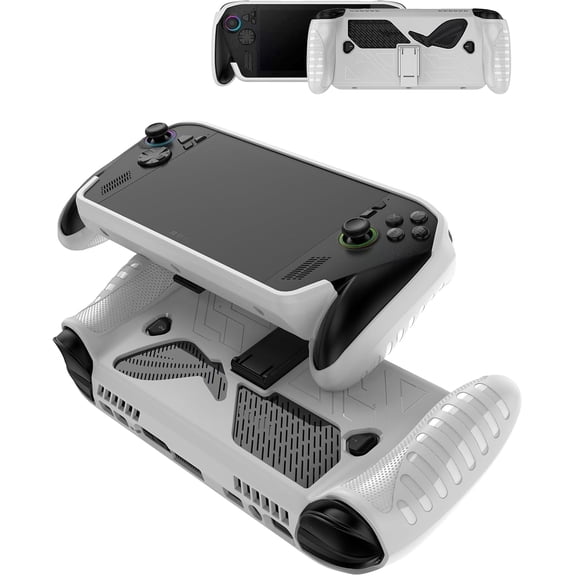 for ROG Xbox Ally X/ROG Xbox Ally (2025) 7" TPU Grip Case – Shockproof Non-Slip Full Protective Cover with Kickstand, Anti-Scratch Drop Protection Gaming Console Case (White)