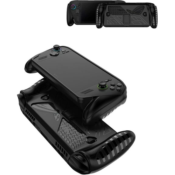 for ROG Xbox Ally X/ROG Xbox Ally (2025) 7" TPU Grip Case  Shockproof Non-Slip Full Protective Cover with Kickstand, Anti-Scratch Drop Protection Gaming Console Case (Black)