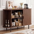 thumbnail image 1 of ROGALIS 48" Buffet Sideboard Cabinet with Storage, Modern Fluted Cabinet with Sliding Doors & Adjustable Shelf, Coffee Bar Accent Cabinet for Kitchen, Dining Room, Entryway, Walnut, 1 of 7