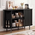 thumbnail image 1 of ROGALIS 48" Buffet Sideboard Cabinet with Storage, Modern Fluted Cabinet with Sliding Doors & Adjustable Shelf, Coffee Bar Accent Cabinet for Kitchen, Dining Room, Entryway, Black, 1 of 7