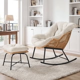 Outdoor Metal Rocking Bench ROGALIS Rocking Chair with Ottoman,Wicker Papasan Rocking Chairs with ...