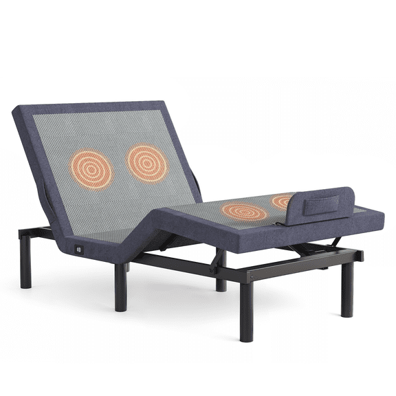 ROGALIS Twin Size Ergonomic Electric Adjustable Bed Base Frame with Wireless Remote, Electric Bed Base w/3 Massage Modes, Zero Gravity Bed, Head and Foot Incline, 2 USB Ports