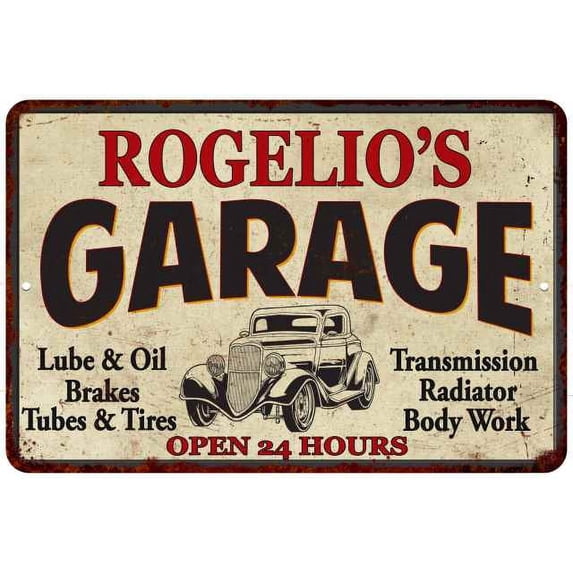 ROGELIO'S Garage Man Cave Metal Sign Decor 8x12 208120014451