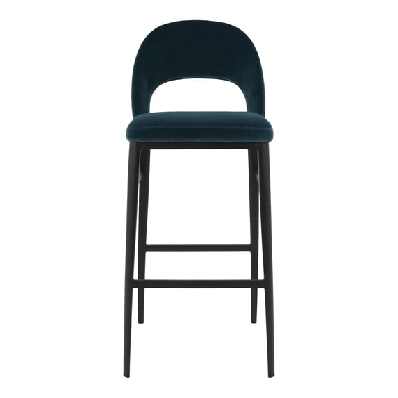 Moe's Home Collection Roger Bar Stool - Color:Teal Velvet-Color:Teal Velvet