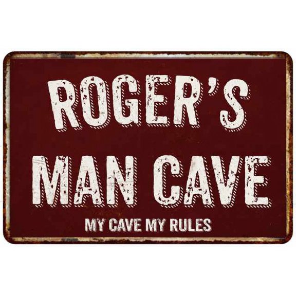 ROGER'S Man Cave Red Grunge Sign Metal 8x12 Decor 208120003220