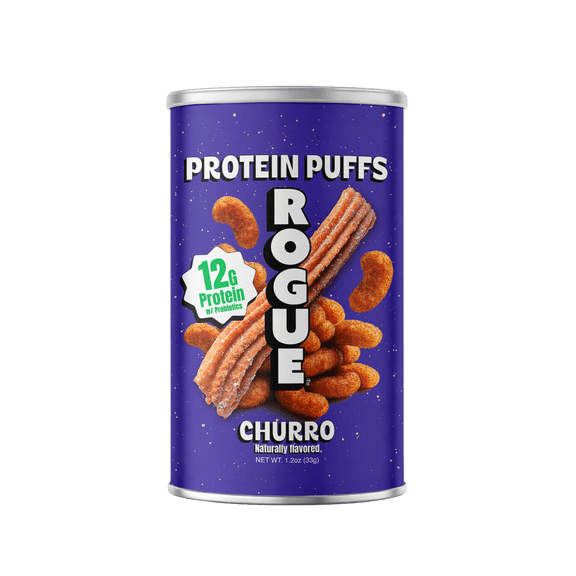Rogue Snacks, Churro Puffs, 12g Protein with Probiotics, 1.2 oz Can