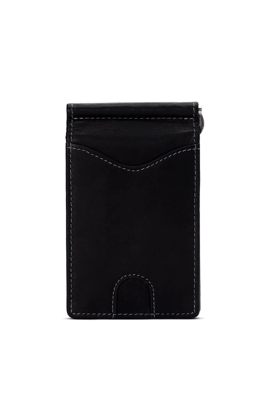 ROGUE WALLET Genuine Leather Minimalist Wallets - RFID Blocking with Money Clip - Interior & Exterior Card Pockets & More - Gift for Men (Black) Y101