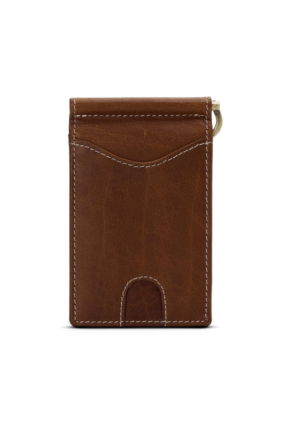 ROGUE WALLET Genuine Leather Minimalist Wallets - RFID Blocking with Money Clip - Interior & Exterior Card Pockets & More - Gift for Men (Brown) Y101