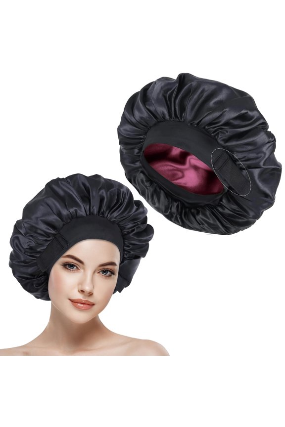 Silk Hair Bonnet with Wide Elastic Band, Sleepling Hair Wrap Cover, Satin Night Sleep Cap for Curly Long Hair Shower Bonnet