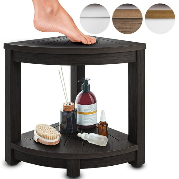 ROHKEX, Black Shower Benches for Inside Shower, HPDE Corner Stool for Shaving Legs