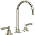 thumbnail image 1 of ROHL Michael Berman Graceline Deck Mounted Widespread Lavatory Faucet with 6 1/2" Reach C-spout Pop-up Waste and Metal Levers in Polished Nickel, 1 of 7