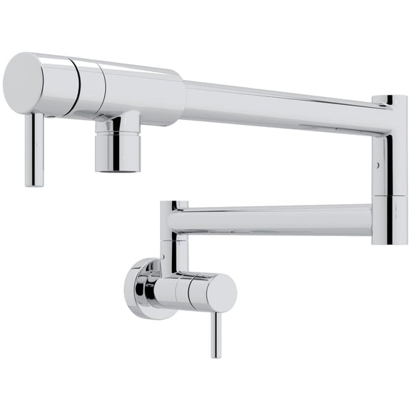 ROHL Pirellone Wall Mounted Swing Arm Fold Away Pot Filler With Dual Shut Offs And Lever Handles Faucets In Polished Chrome