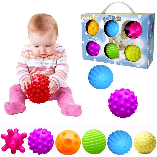 ROHSCE Baby Textured Multi Sensory Toys Massage Ball Gift Set BPA Free