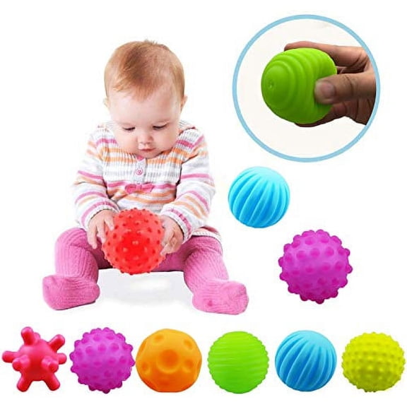 ROHSCE Textured Sensory Toddler Squeeze Balls Multicolor, 6 Count