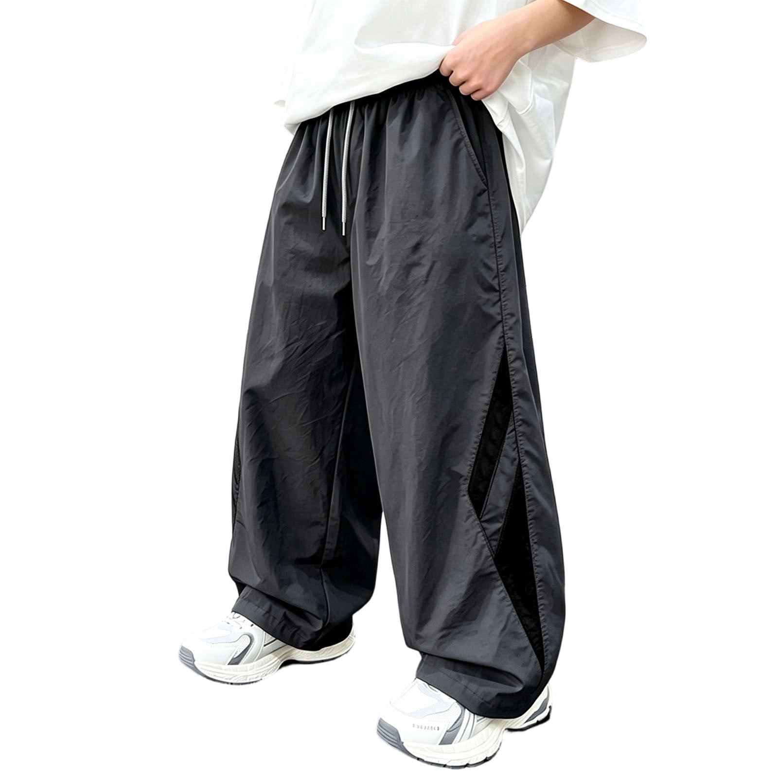 ROHUUQUE Boys Parachute Pants Color Block Drawstring Elastic Waist Wide ...