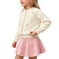 thumbnail image 1 of ROHUUQUE Girls 2 Piece Knit Set Button Down Cardigan and Skirt Set Long Sleeve Crewneck Fall Winter Outfit White, 1 of 5