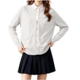thumbnail image 1 of ROHUUQUE Kids Girls Cardigan School Uniforms Sweater Solid Color V-neck Unisex Button Long Sleeve Basic Knit Tops for 5-17 Years White, 1 of 9
